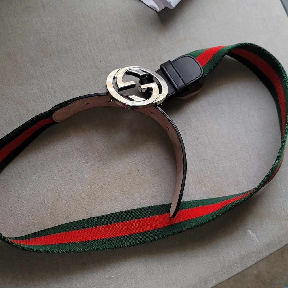 Men size 90-36 Gucci Web Belt with G Buckle - Picture 4 of 9